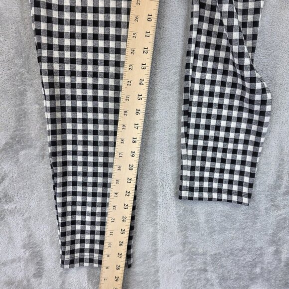 Zara Pants Womens XL Black White Gingham Check Stretch Skinny Ankle Zip Front - Picture 5 of 12